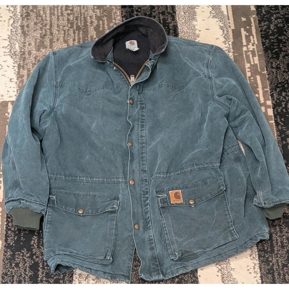 Vintage Men's Carhartt C08 HTG Hunter Green Coat Jacket XL Made USA 1990's